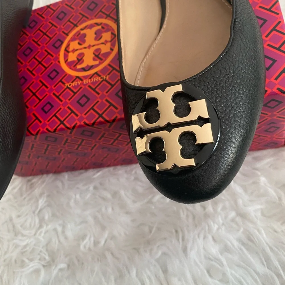 Tory Burch Black Leather Flats - Picture 2 of 5